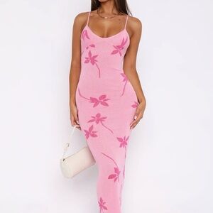 White Fox Boutique Pink Floral Midi Dress